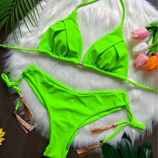 Bikini Printed Tassel Swimsuit Beach Sexy Women Swimsuit