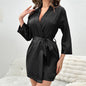 Pajamas Women Summer Women Lace Up Bathrobe Sexy Morning Gowns Homewear Can Be Worn Outside Ice Silk Robe