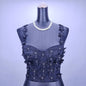 Black Three Dimensional Laminate Rhinestone Shoulder Small Sling Detachable Boning Corset Bra Outer Wear Fresh