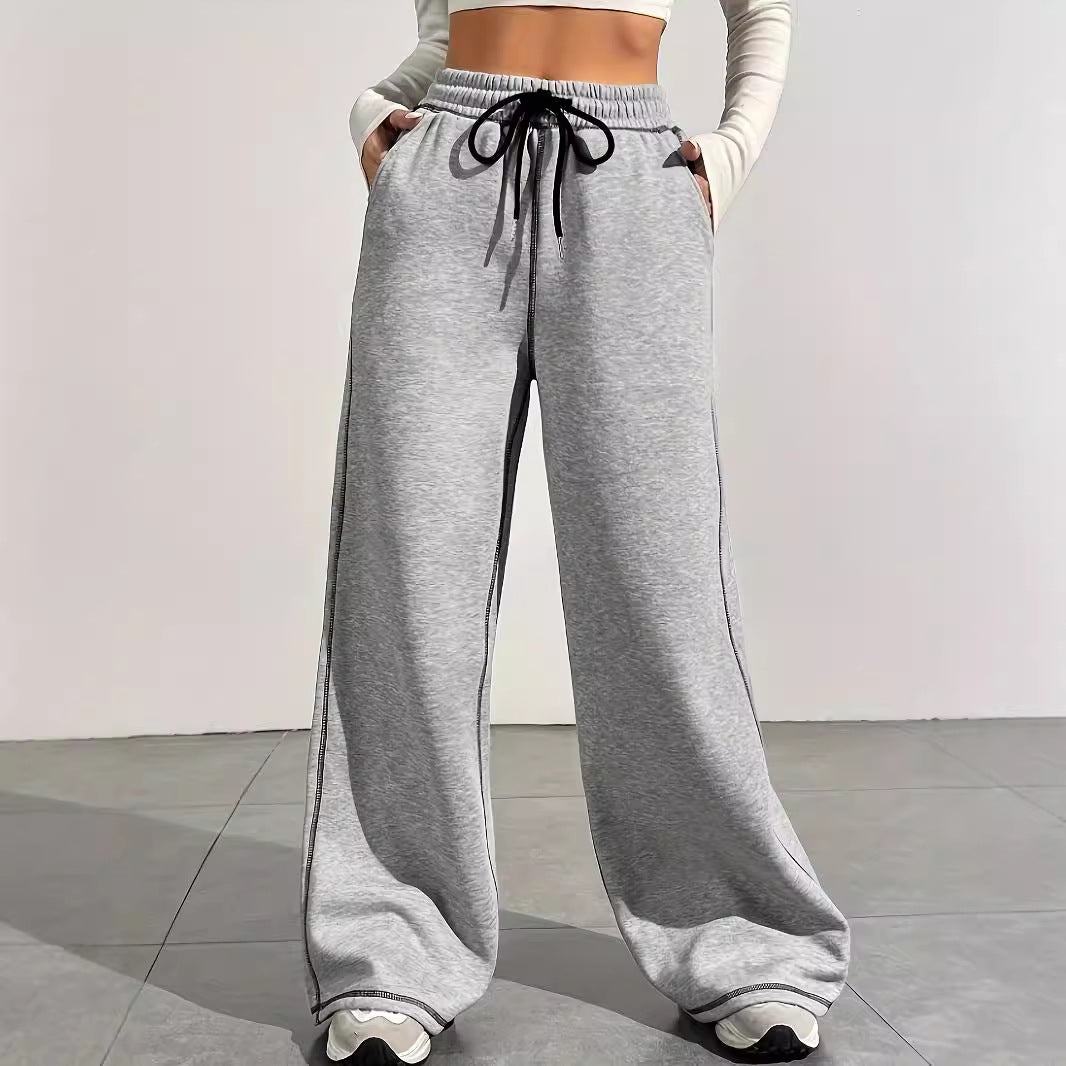 Autumn Winter Mop Pants Women Wide Leg Drooping High Waist Loose Casual Sports Pants Sweatpants