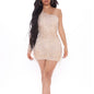 Autumn Winter Sexy Long Sleeved Off Shoulder Sequined Fringed Sheath Women Dress