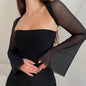 Fall Women Clothing Sexy Sexy Two Piece Set Slim Tube Top Waistcoat Long Sleeve Top