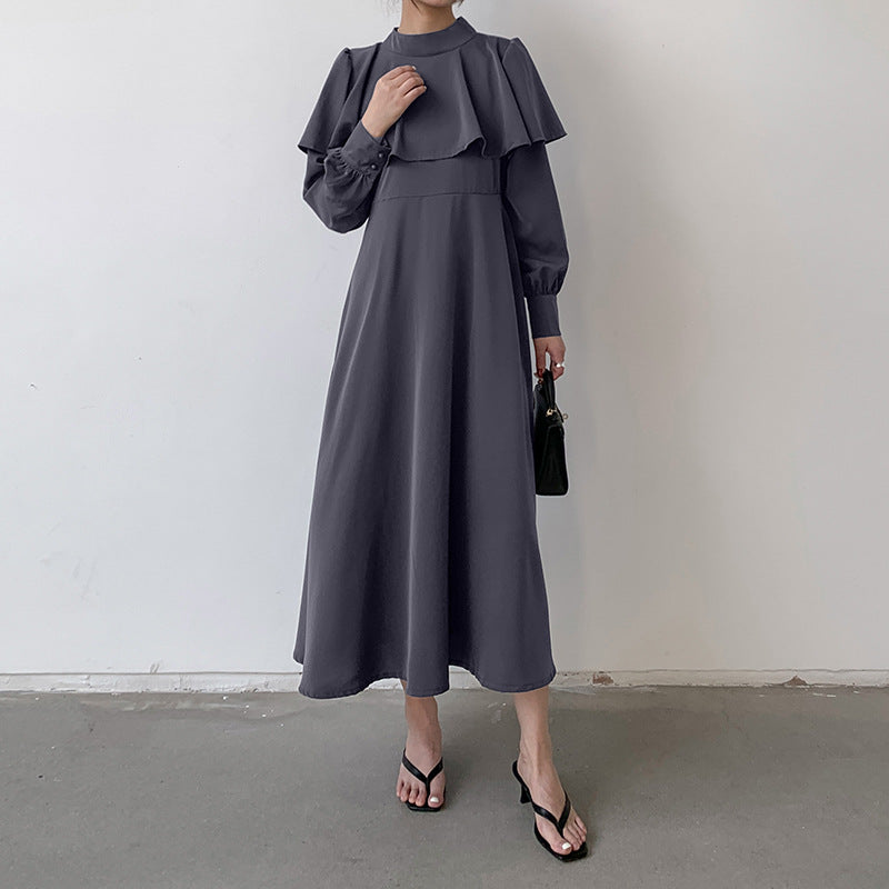 Women Clothing Japanese Korean Maxi Dress Solid Color Cotton Loose Casual Long Sleeves All Match Shirt Dress