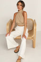 Street Women Wear Summer Round Neck Sleeveless Solid Color Cotton Linen Lace Up Vest