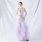 Craft Beads Hard Net Positioning Floral Sequin Stitching Mesh Dance Celebration Performance Dress