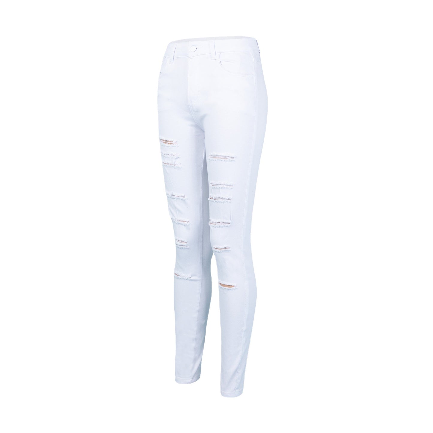 Women High Waist Summer Jeans Stretch Ripped Ankle Tied Denim Skinny Ankle Length Pants Women