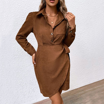 Autumn Winter Women Clothing Corduroy Dress for Women