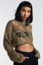 Spring Summer Women Clothing Sexy Cutout Women  Tops Loose Fitting Cropped Knitted Sweater
