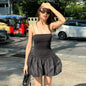 Women Clothing Summer Sexy Tube Top off Neck Waist Slimming Sling Dress