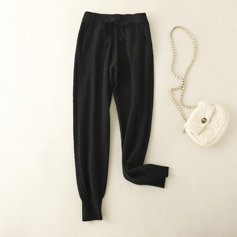 Autumn Plus Size Women Clothing mm Loose Slimming Elastic Waist Knit Casual Long Harem Pants