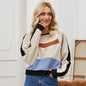 Long Sleeve Pullover  Colorblock Short Women Autumn Loose-Fitting Slimming  Youth Casual Top Sweatshirt
