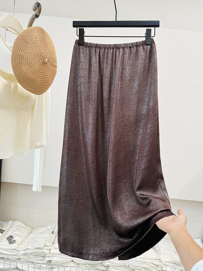 Stories Women Small Long Skirt Korean Split Satin Straight Skirt Casual All Match Tutu