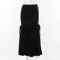 Autumn Elegant Sexy Dark Jacquard Lace Stitching Fishtail Skirt for Women