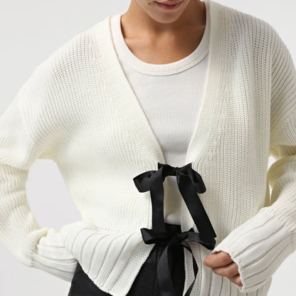 Fall Winter Women French Bow Sweater Cardigan