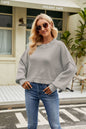 Women Clothing Autumn Winter Loose Cropped Pullover Sweater Long Sleeve round Neck Sweater