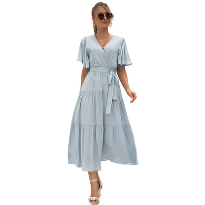 Summer Arrival Women Clothes Sexy V neck Long Patchwork Dress