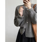 Round Neck Twist Knit Sweater Women Autumn Korean Loose All Matching Cardigan Coat