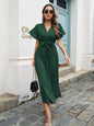 Popular Women Clothing Spring Summer Casual Ruffle Sleeve Lace-up Large Pleated Chiffon Dress