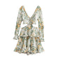 Spring Women New Chiffon Printed Two-Piece Suit Dress Tiered Dress