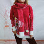 Round Neck Long Sleeve Snowflake Christmas Theme Three Dimensional Decoration Christmas Sweater Scarf Two Piece Set