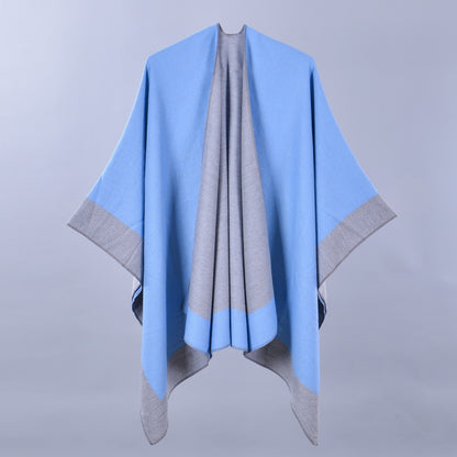 Women Spring Scarf Shawl All Match Solid Color Four Seasons Imitation Cashmere Split Cloak