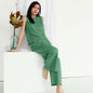 Comfortable Loose Cotton Linen Vest Trousers Pajamas Set Autumn Winter Ladies Homewear