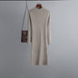 Sheath Half High Collar Inner Match Knitted Dress Women Fall Winter Outer Wear Thin over the Knee Mid Length Sweater Trendy