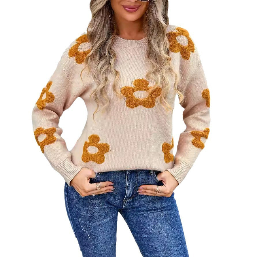 Autumn Winter Women Sweater Women Floral Personality Sweater