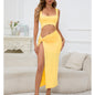 Women Clothing Maxi Dress Suspender Solid Color Hollow Out Cutout Out Cropped Sexy Dress