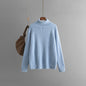 Solid Color Turtleneck Sweater for Women Autumn Winter Thickened Loose Pullover Top Knitwear Inner Wear