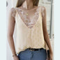 Summer Lace Lace Women Top Sleeveless Golden Yellow Small Sling Women Clothing V-neck Top