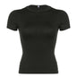 Casual Women Wear Solid Color round Neck Pullover Basic T shirt Street Sexy Slim Short Sleeved Tops