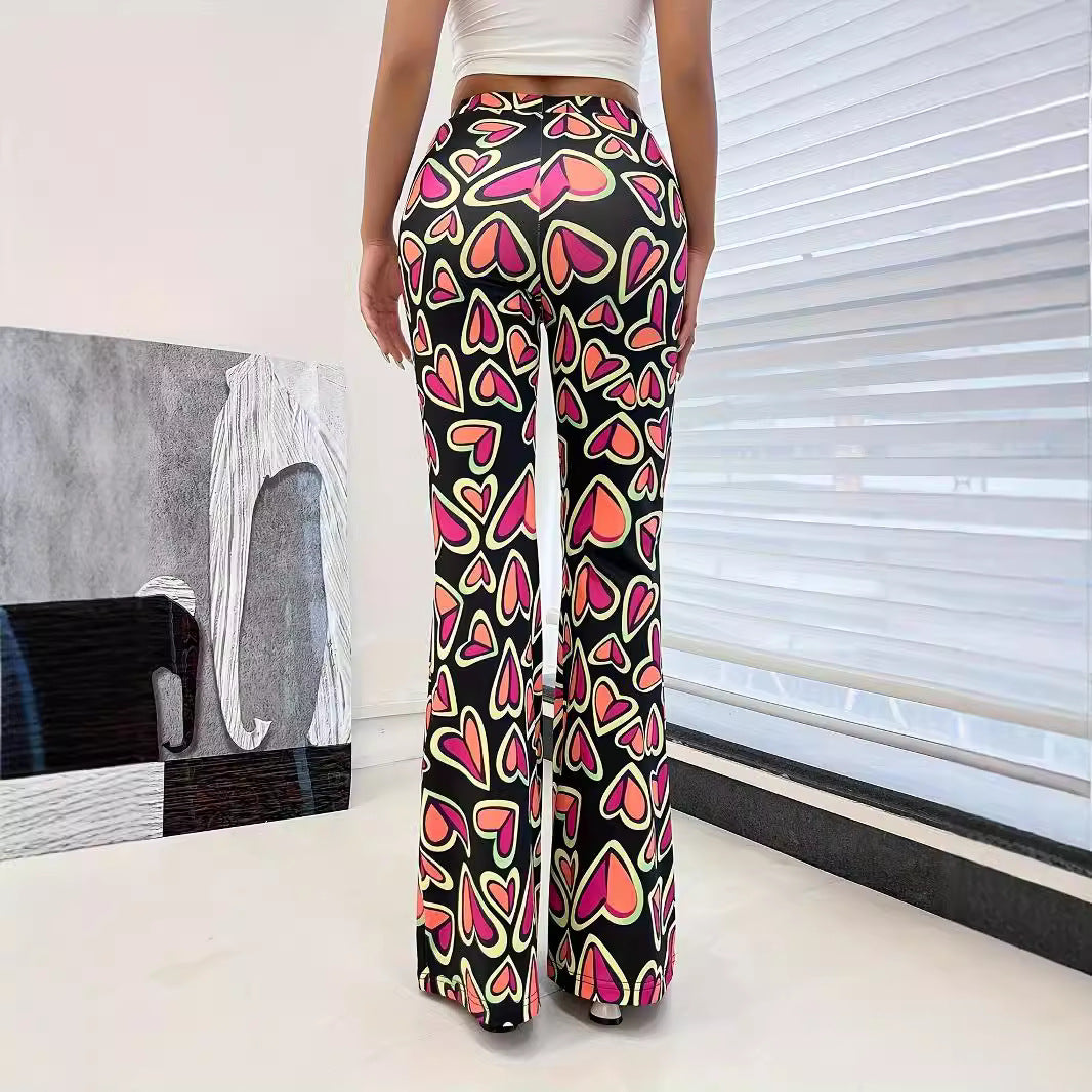 Bootleg Pants Women Casual Trousers Tight Camouflage Printed Pants