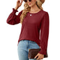 Autumn Winter Solid Color round Neck Loose Long Sleeved T shirt Top Women Clothing