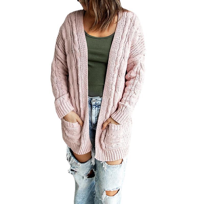 Autumn Winter Women Clothing Solid Color Long Sleeve Loose Mid-Length Sweater Sweater