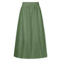 Women Clothing Cotton Skirt Autumn Winter High Waist Slit Solid Color Long Skirt