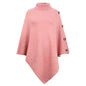 Autumn Winter Shawl Cape Solid Color Turtleneck Women Sweater