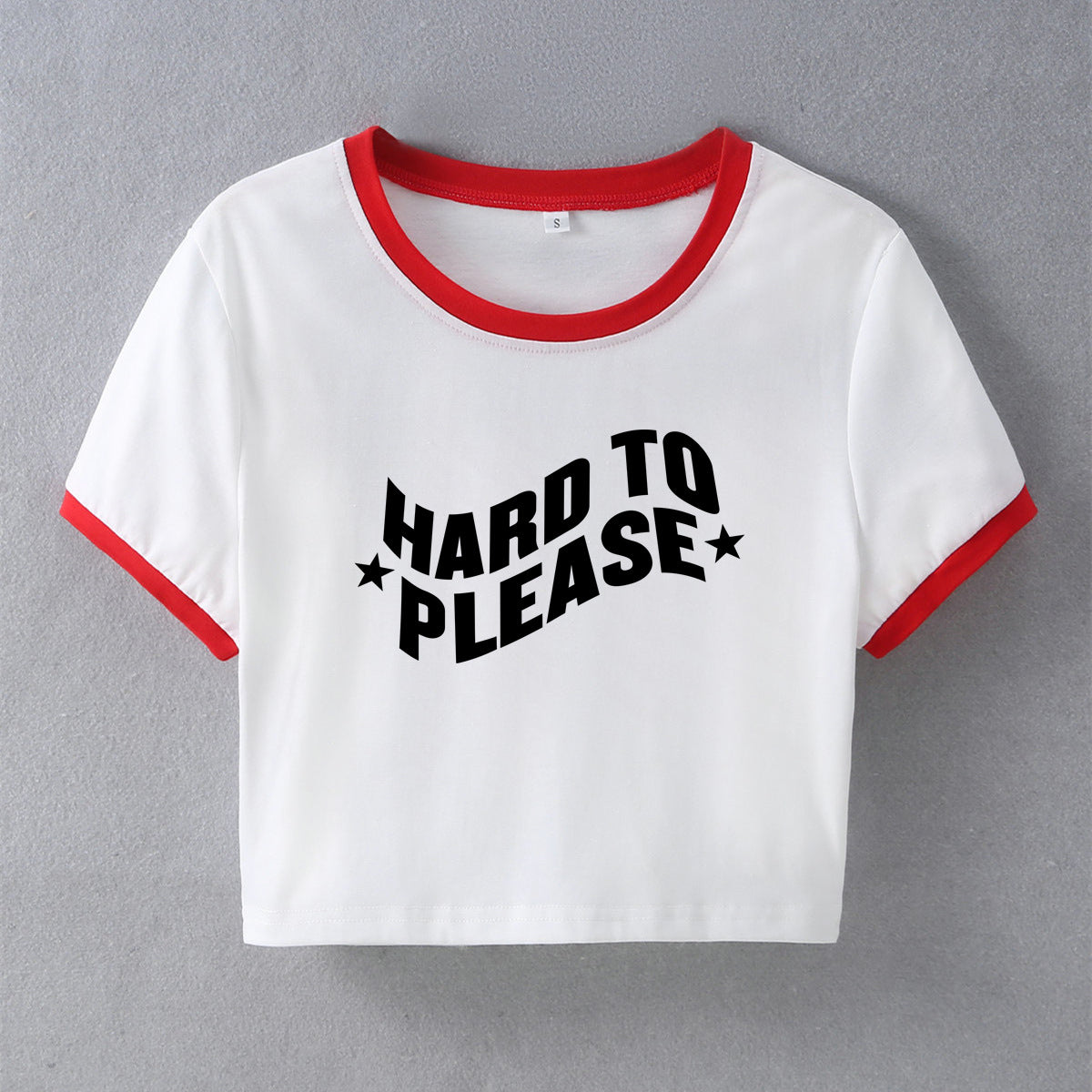 Street Hipster Hard to Please Print Cropped Short Short Sleeve T shirt Women