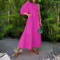 Spring Solid Color Loose Irregularly Slimming Mid Length Dress