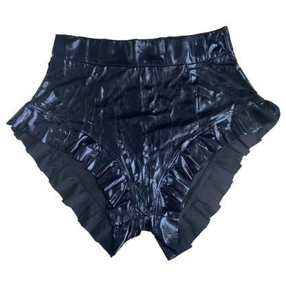 Women Clothing Sexy Hot Pants Pleated Ruffled Glossy Sexy Shorts Nightclub Uniforms