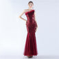 Craft Order Ostrich Feather Mesh Stitching Sequin High End Evening Dress