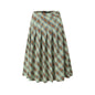 Retro Low Waist Cropped Long Skirt Women Design Pleated Plaid Contrast Color A line Autumn