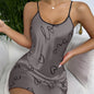 Ice Silk Nightdress Sexy Backless Slip Dress Pajamas Thin Breathable Pajamas Women Printed Short