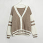 Autumn Winter Contrast Color Cardigan Sweater Street Loose Wildberries Knitted Sweater Women