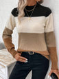 Autumn Winter Contrast Color Sweater Women Pullover round Neck Long Sleeves Knitwear Casual All Matching Tops