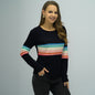 Spring Women Clothing Rainbow Striped round Neck Pullover Thin  for Women