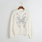 Autumn Winter Heavy Industry Butterfly Floral Crochet Embroidery Knitwear Top Elegance Retro Artistic All Match Sweater Women