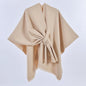 Women Spring Scarf Shawl All Match Solid Color Four Seasons Imitation Cashmere Split Cloak