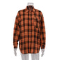 Retro Plaid Shirt Women Casual Plaid Top All Matching Collared Loose Mid Length Shirt