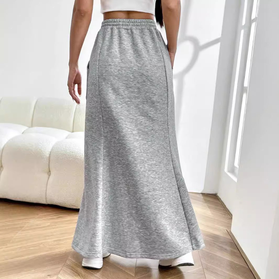 Women Clothing Simple Casual Skirt Autumn Winter Office All Matching Mid Length A line Skirt